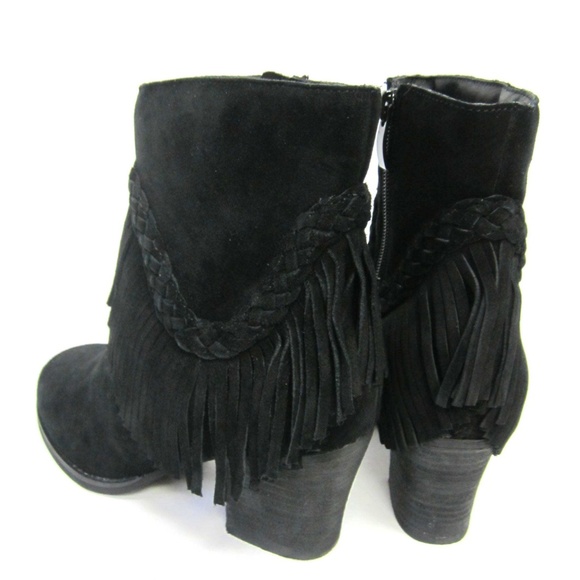 Sbicca Boots Black Fringed Heels Patience Womans - Picture 2 of 8